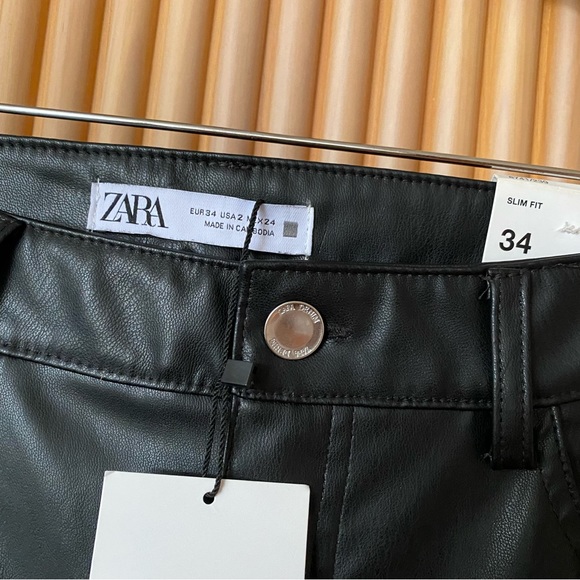 Zara slim flare leather pants black - Picture 9 of 12